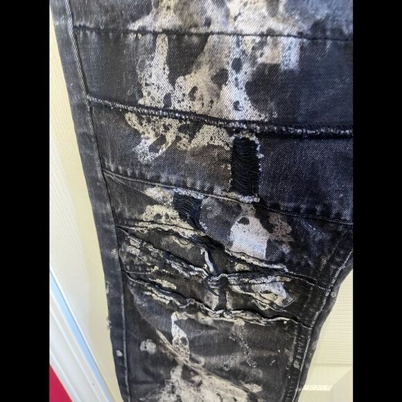 Krome New York acid washed moto destroyed jeans sz 36X32 - Picture 4 of 8